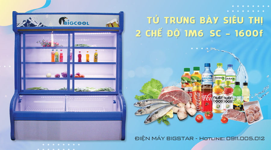 Tủ trưng bày siêu thị 2 chế độ 1.6m SC-1600F