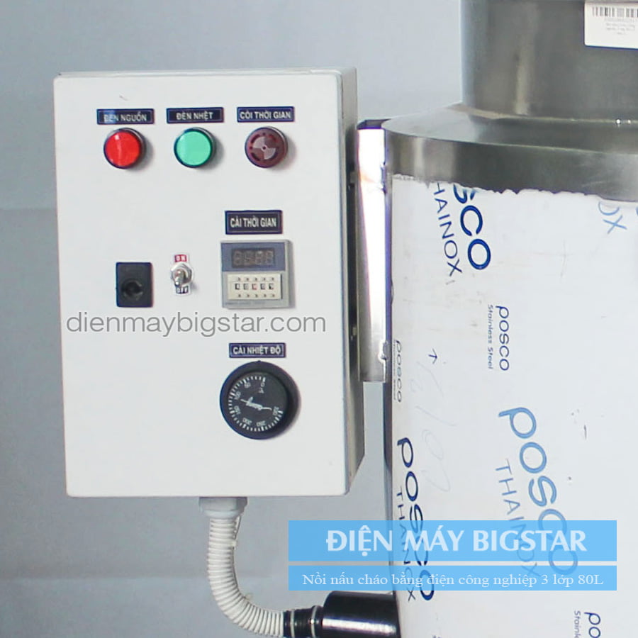 Nồi nấu cháo bằng điện công nghiệp 3 lớp 80L