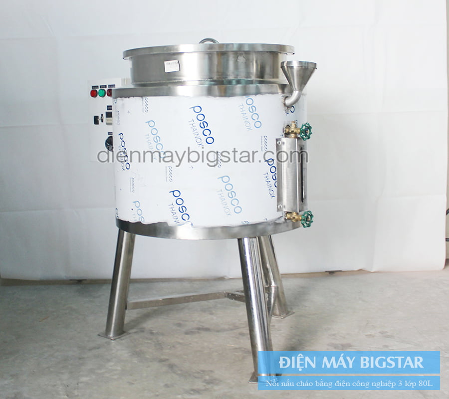 Nồi nấu cháo bằng điện công nghiệp 3 lớp 80L
