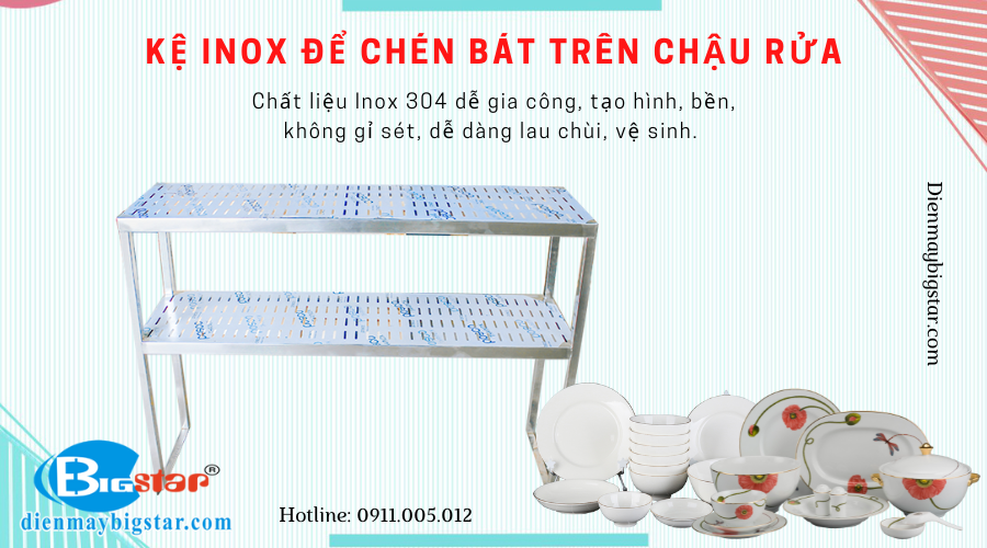 Kệ inox để chén bát trên chậu rửa
