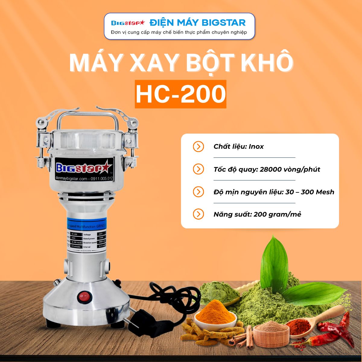 Máy xay bột khô HC-200 15 may xay bot kho HC 200 banner
