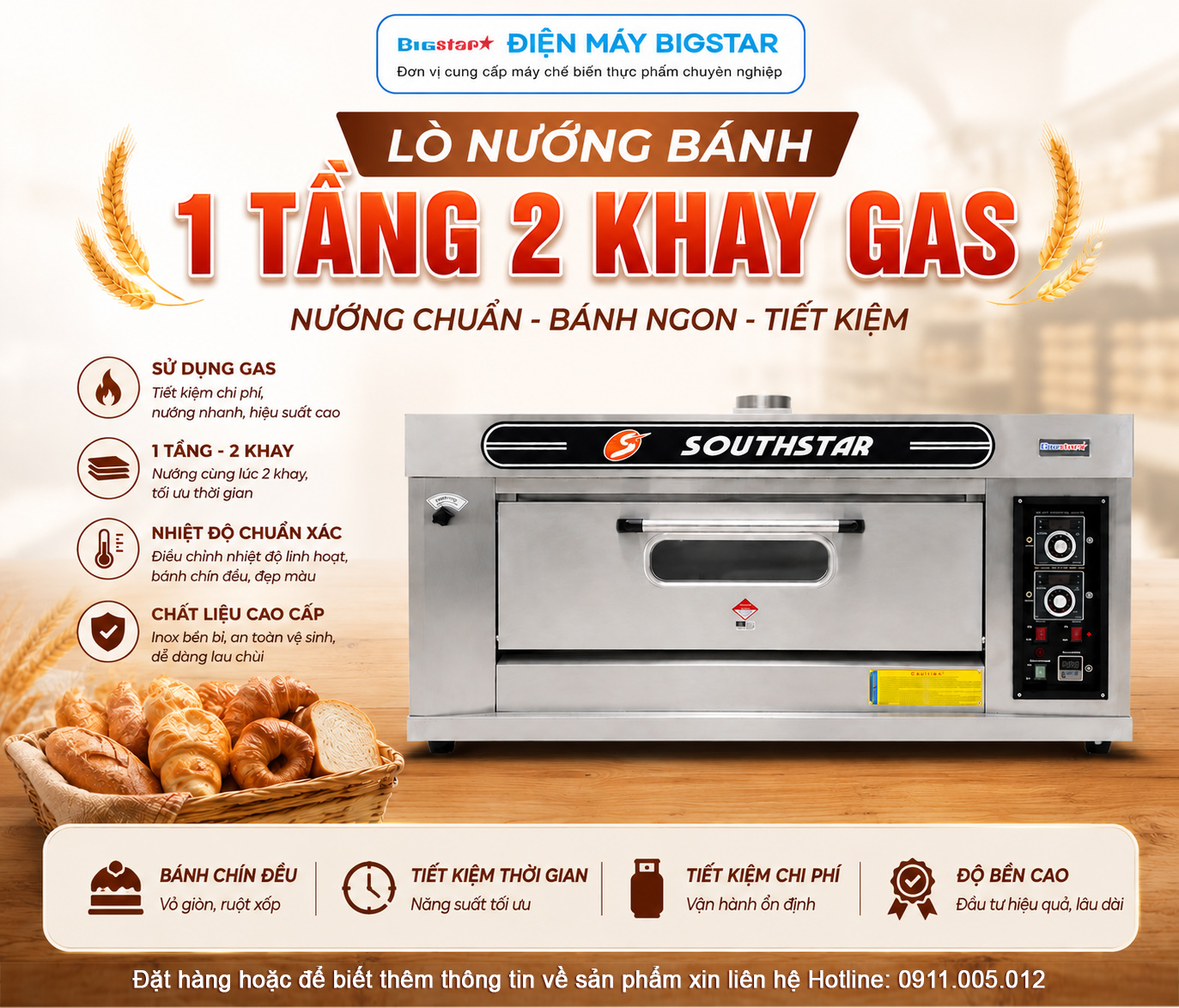 Lò nướng bánh 1 tầng 2 khay gas 29 lo nuong 1 tang 2 khay dung gas banner
