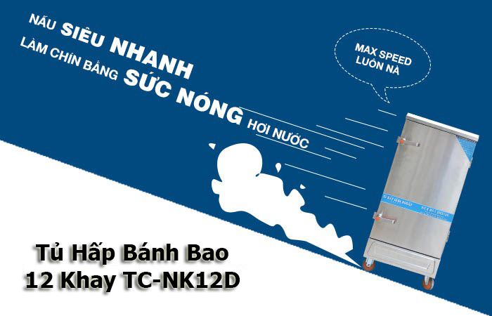 tu hap banh bao cong nghiep 12 khay TC NK12D5