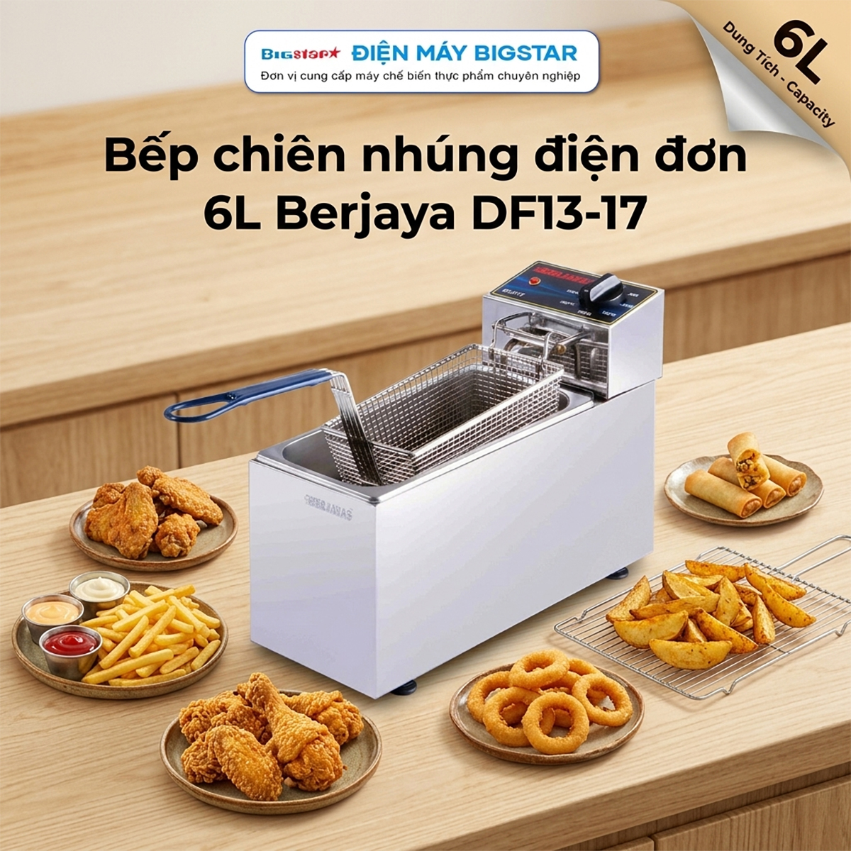 Bếp chiên nhúng điện đơn 6L Berjaya DF13-17 7 bep chien nhung dien don 6l df13 17
