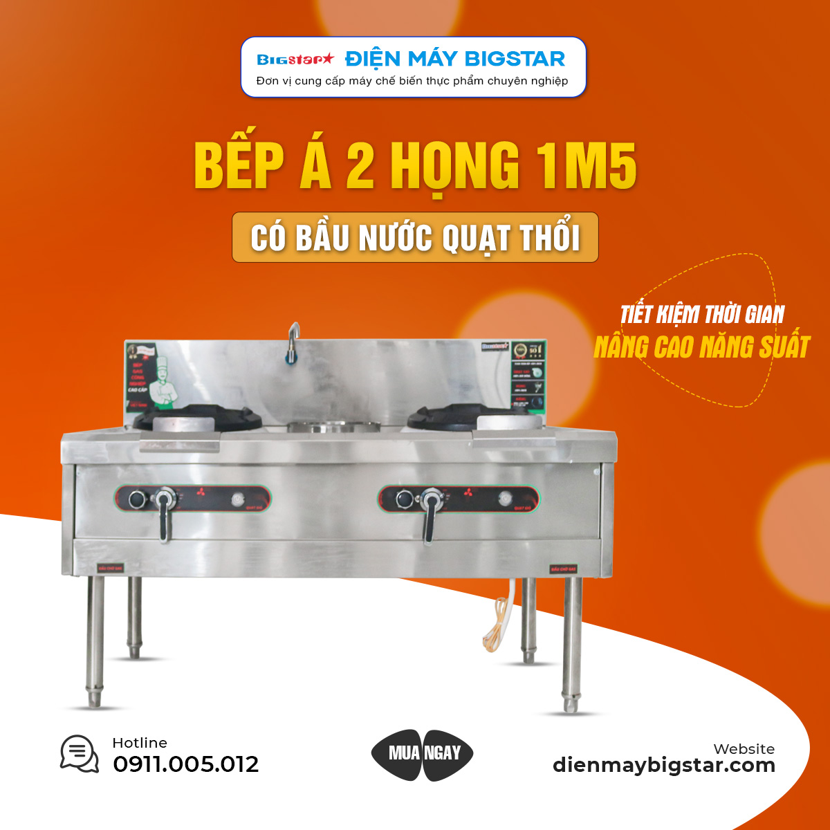 Bếp Á 2 họng 1m5 có bầu nước quạt thổi 14 bep a 2hong 1m5 co bau nuoc quat thoi banner