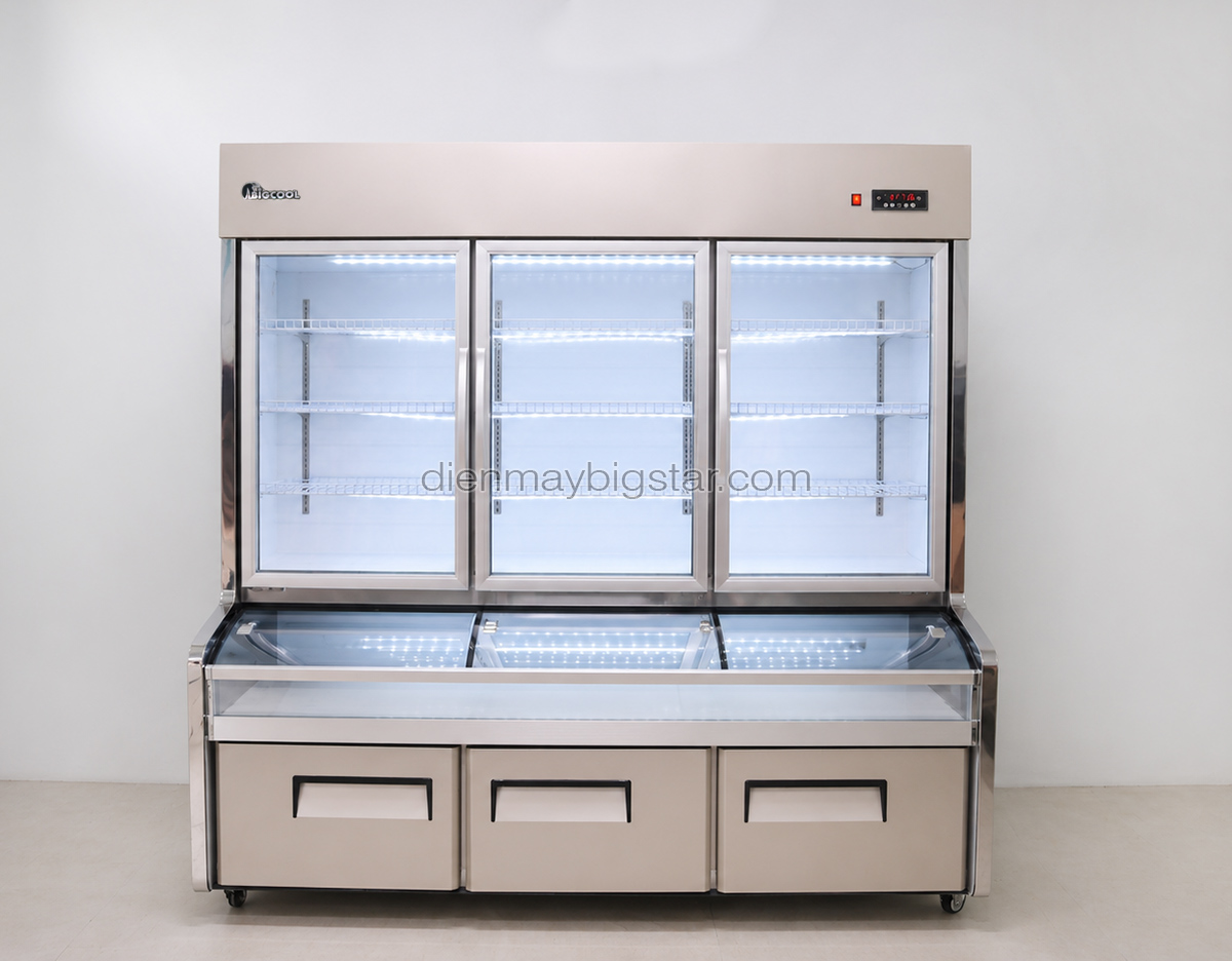 tu trung bay sieu thi 3 che do suoi kinh 2m R3C 2000F 5