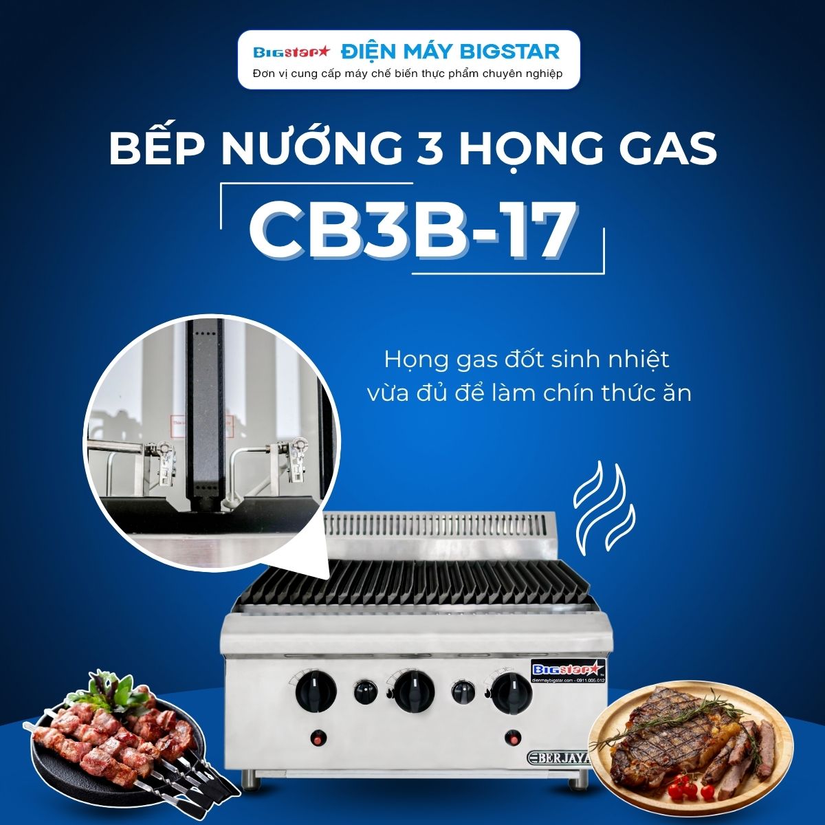 Bếp nướng 3 họng gas Berjaya CB3B-17 17 bep nuong 3 hong gas CB3B 17 banner