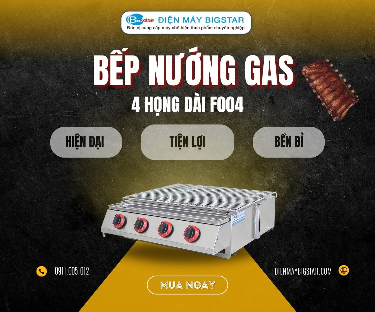 Bếp nướng gas 4 họng dài F004 14 bep nuong gas 4 hong banner