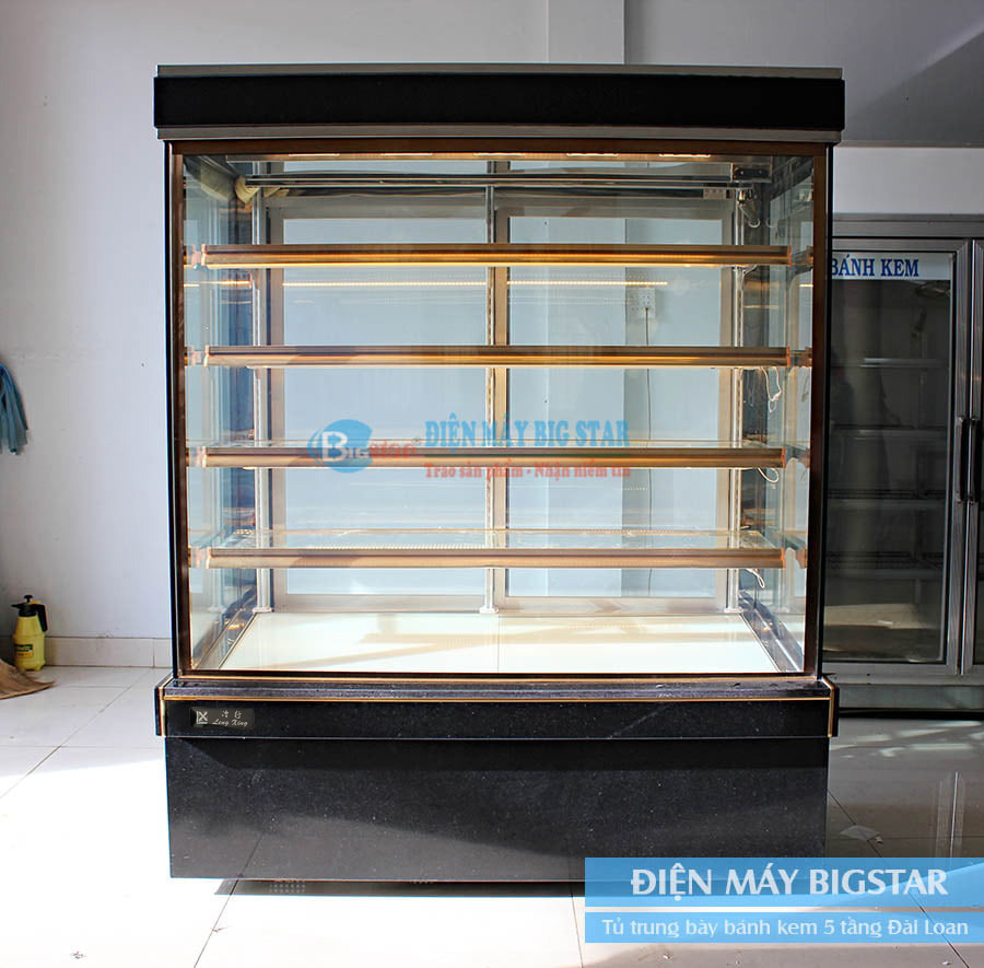Tủ bánh kem kính vuông Đài Loan 5 tầng 1m5 18 tu banh kem kinh vuong 5 tang dai loan bigcool 2 t