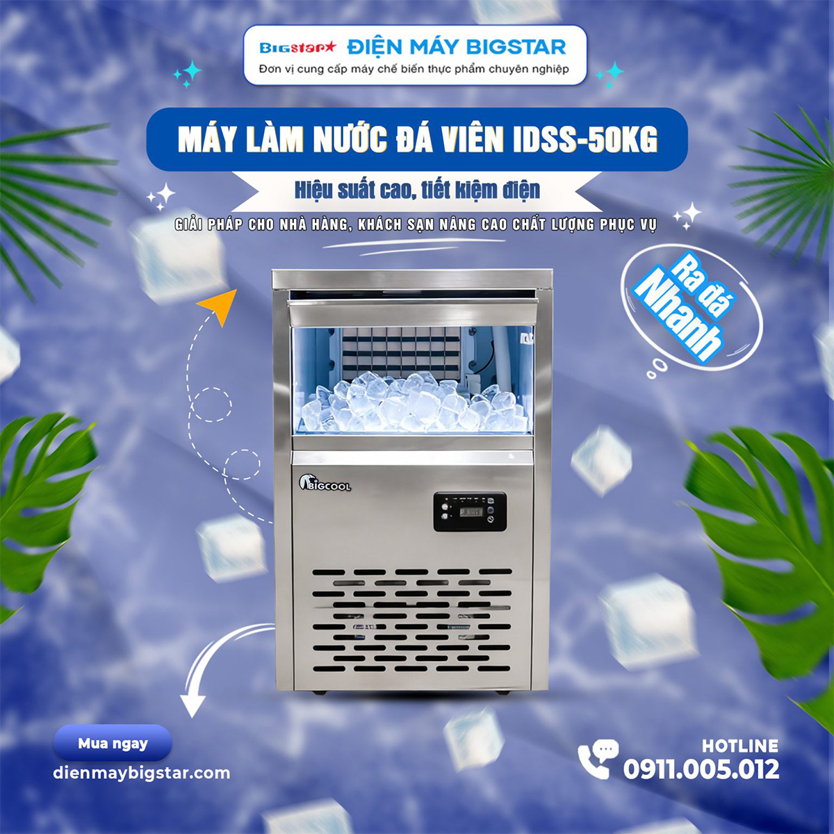 Máy làm nước đá viên inox IDSS-50KG 18 may lam da vien 50kg banner tr