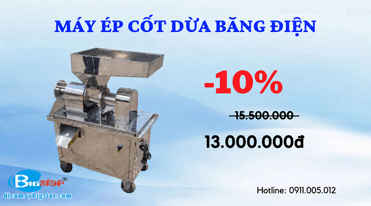 banner may ep nuoc cot dua bang dien