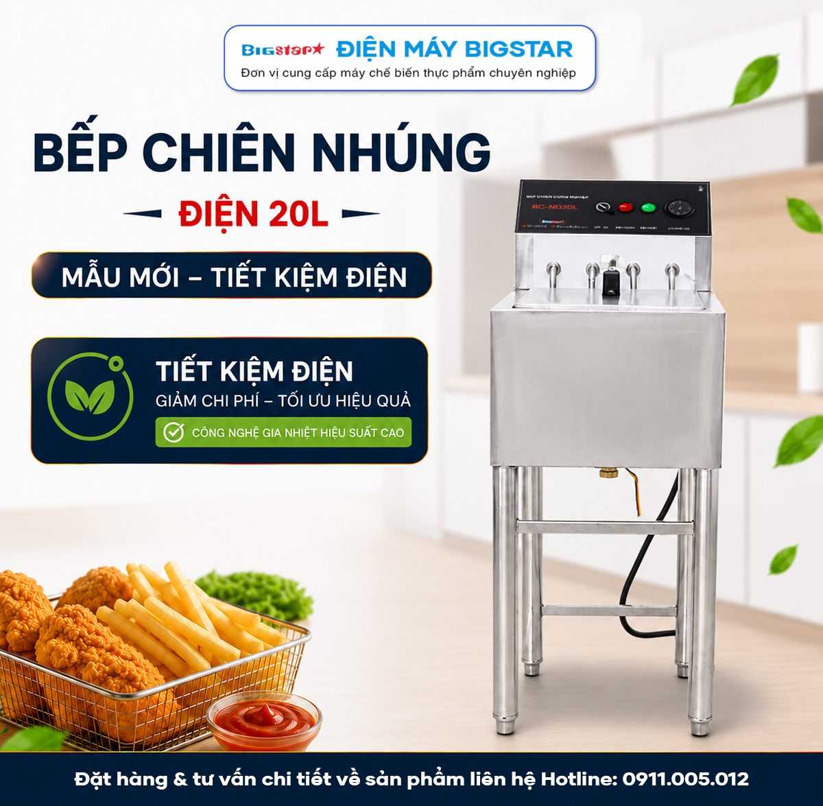 Bếp chiên nhúng điện 20L mẫu mới tiết kiệm điện 14 bep chien nhung dien 20L banner