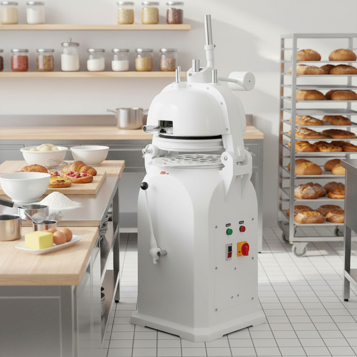 Máy chia bột và vo tròn bán tự động 10 phần/lần 17 may chia bot vo tron ban tu dong 30 phan lan 7