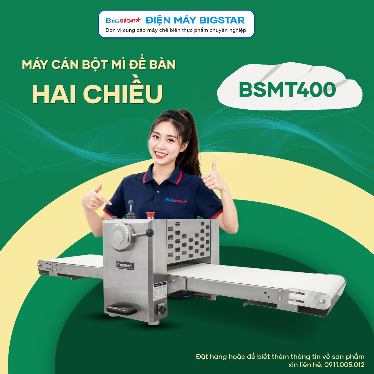 Máy cán bột mì để bàn 2 chiều BSMT400 9 may can bot de ban hengwu hw 400tf tr