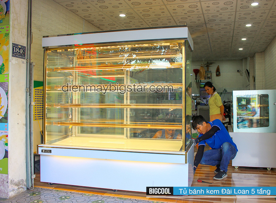 Tủ bánh kem Đài Loan 5 tầng kính vuông 1800mm 21 tu banh kem dai loan 5 tang 1800mm bigcool 12 r