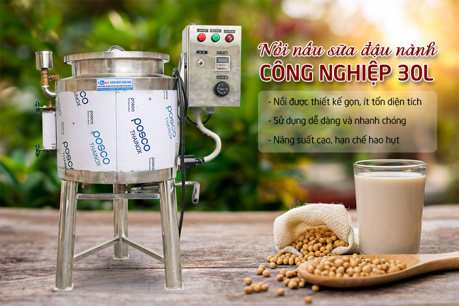Nồi nấu sữa đậu nành công nghiệp 3 lớp 30L 16 Nồi nấu sữa đậu nành công nghiệp 3 lớp 30L