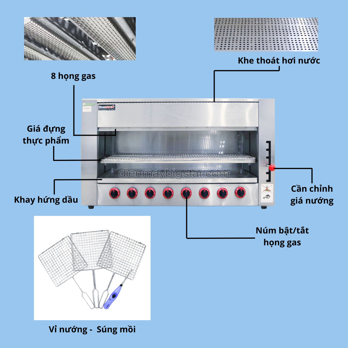 lo nuong salamander 8 dan dot dung gas 2.0