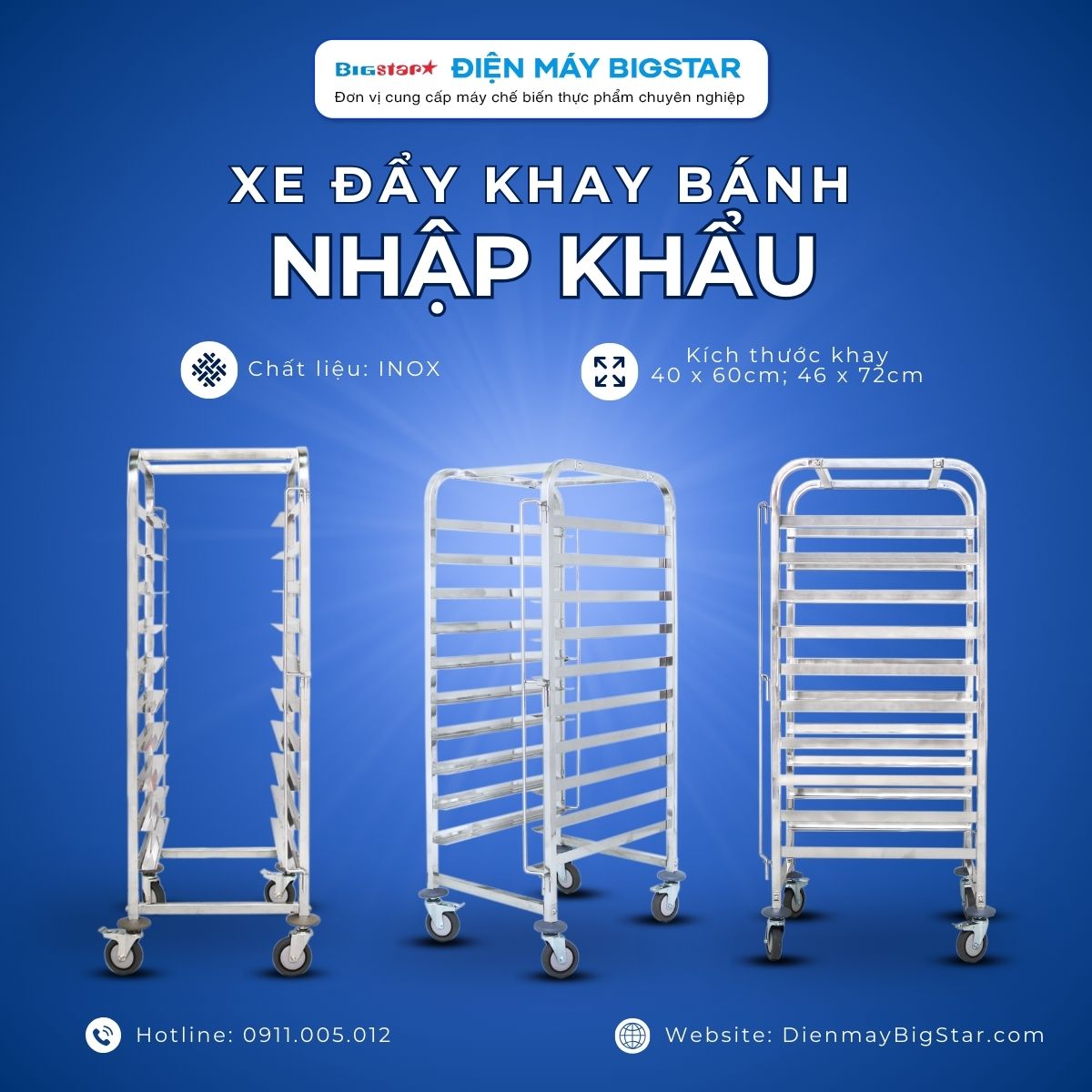 Xe đẩy khay bánh nhập khẩu 17 xa day khay banh nhap khau banner