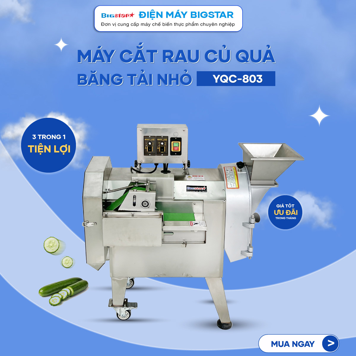Máy cắt rau củ quả băng tải nhỏ YQC-803 12 may cat rau cu qua bang tai nho yqc 803 banner tr