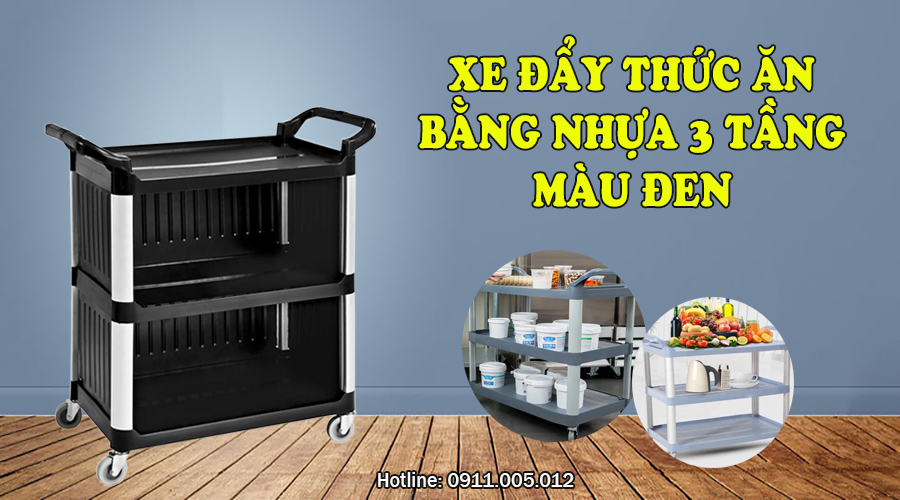 Xe đẩy thức ăn bằng nhựa 3 tầng 13 xe day thuc an bang nhua 3 tang 6