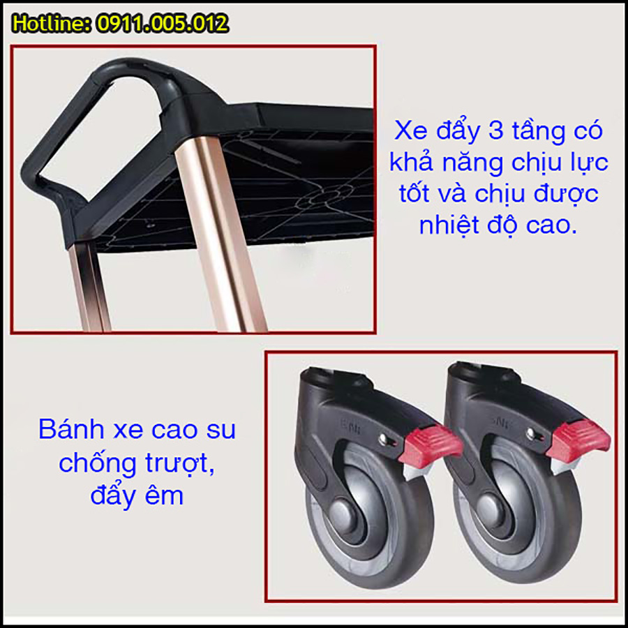 Xe đẩy thức ăn bằng nhựa 3 tầng 12 xe day thuc an bang nhua 3 tang 7