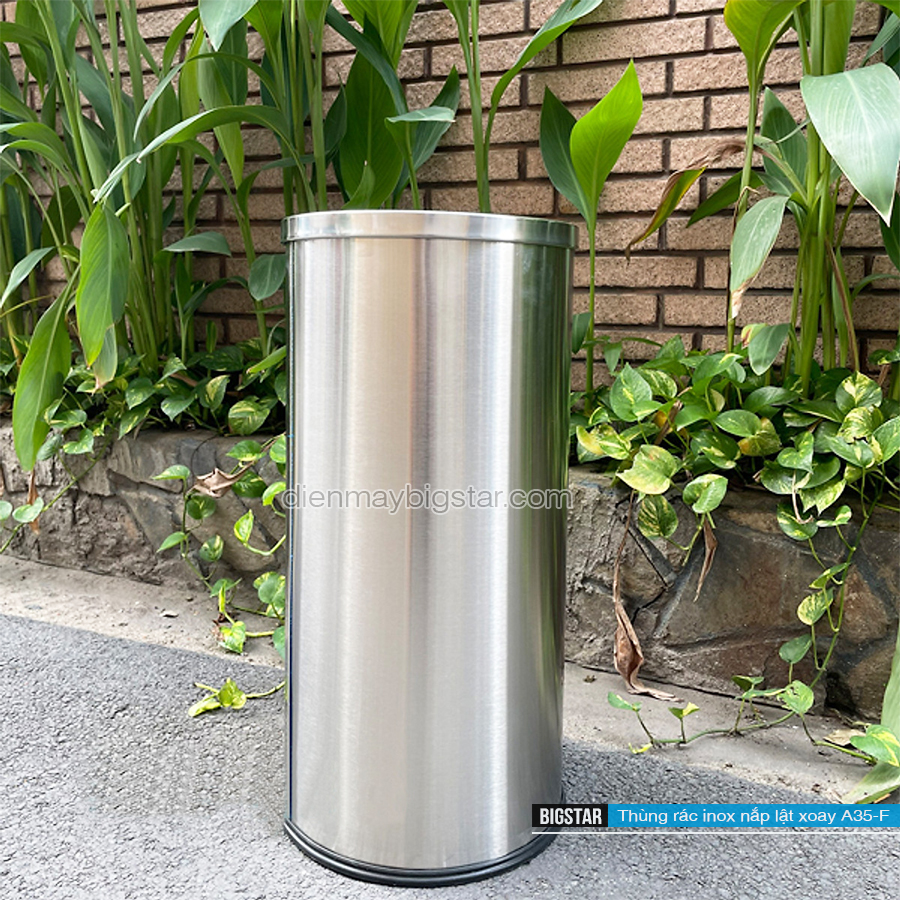 thung rac inox nap lat xoay A35 F 10