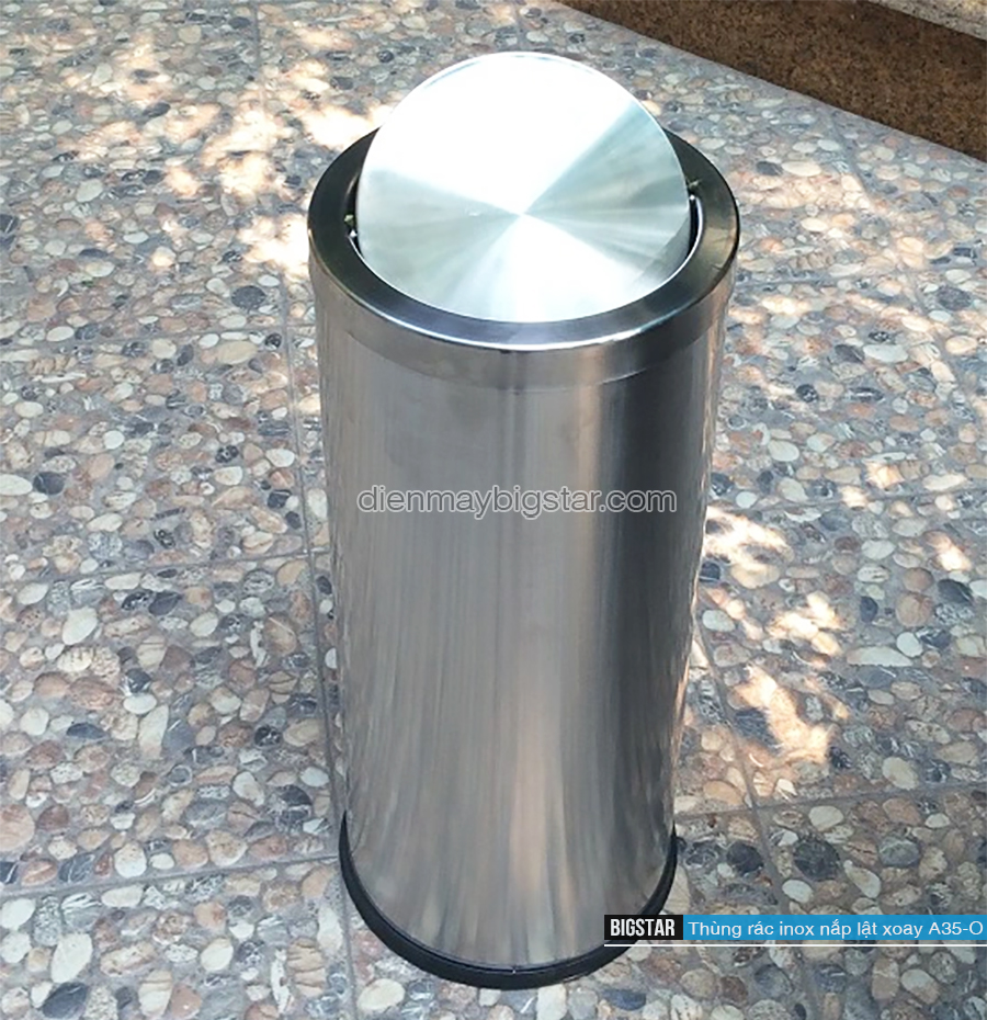 thung rac inox nap lat xoay A35 O 3