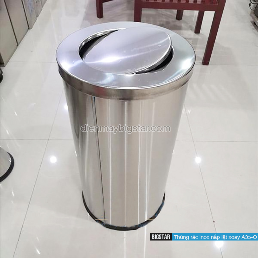 thung rac inox nap lat xoay A35 O 5