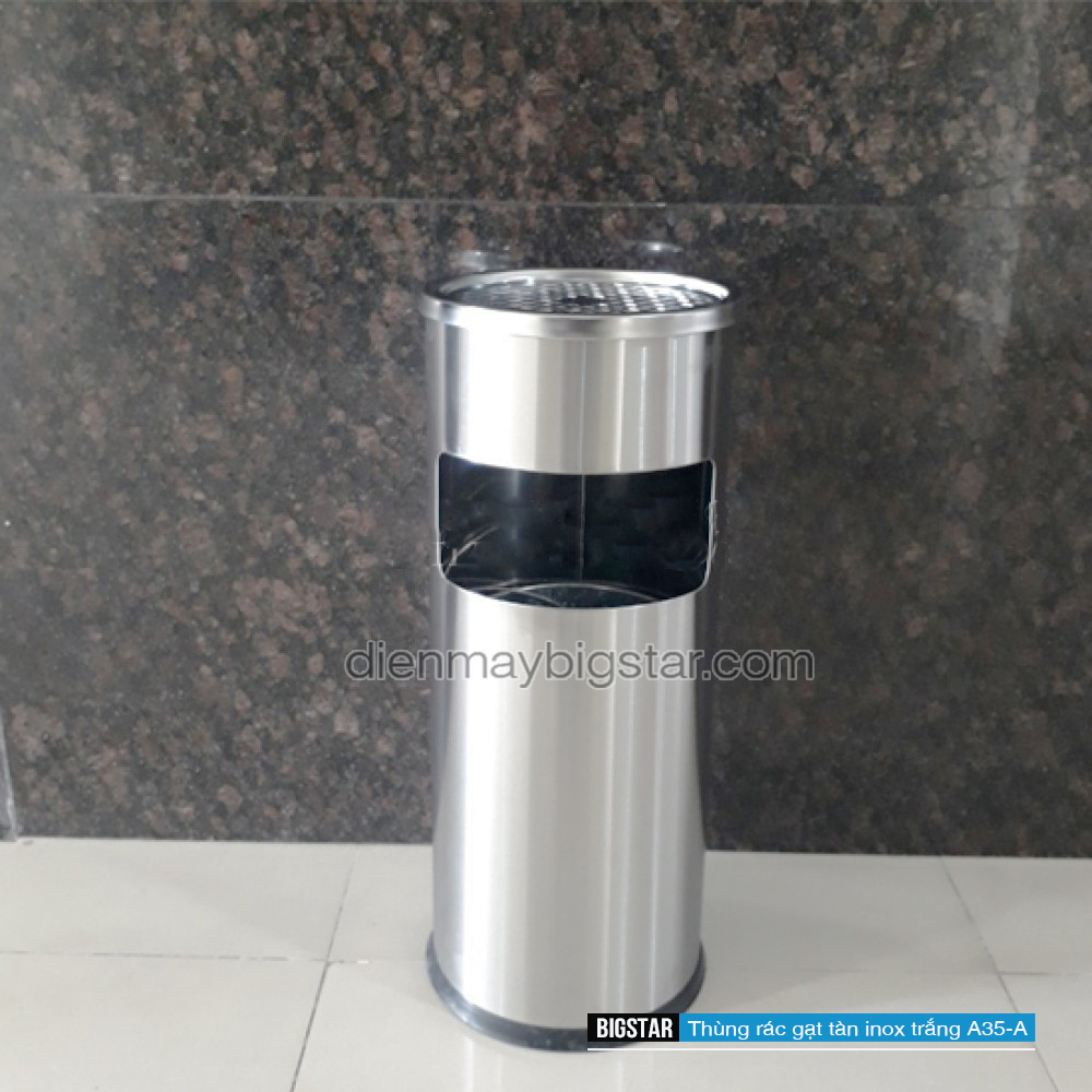 Thùng rác gạt tàn inox trắng A35-A