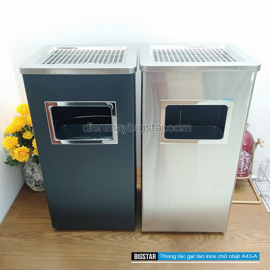 thung rac gat tan inox chu nhat A43 A 6
