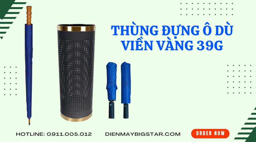 Thùng đựng ô dù viền vàng 39G
