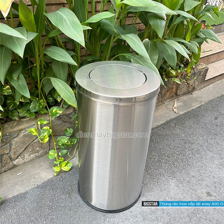 thung rac inox nap lat xoay A35 G 2