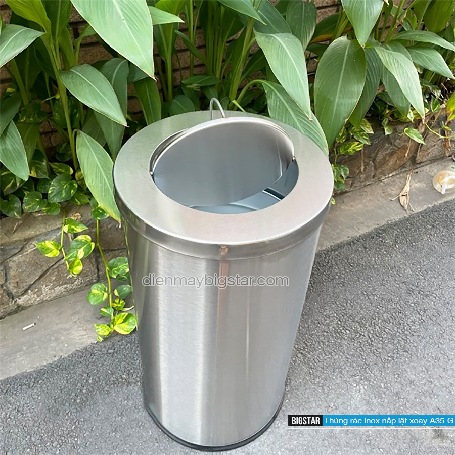 thung rac inox nap lat xoay A35 G 3