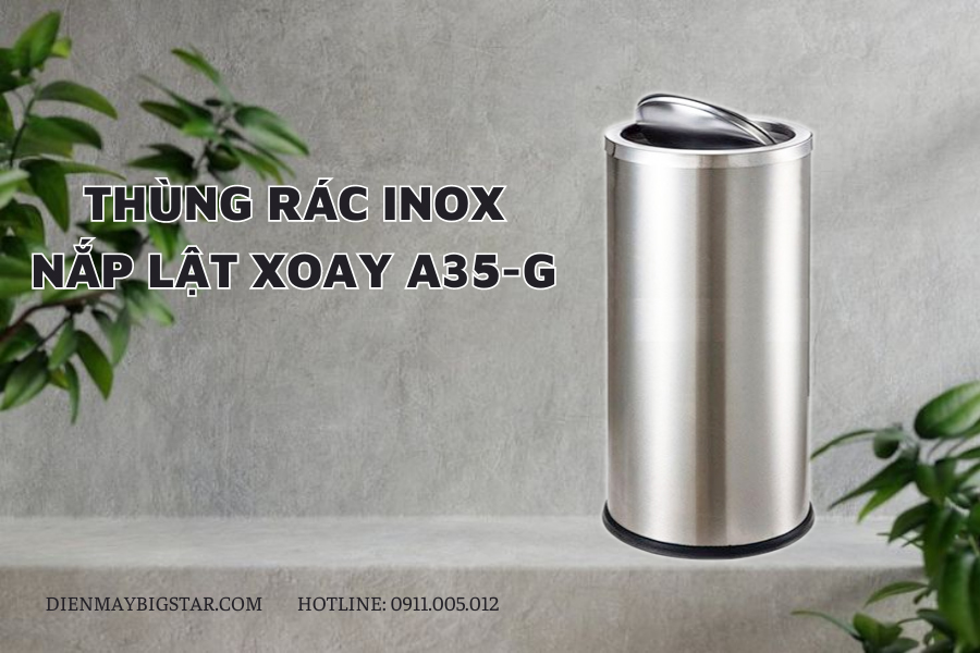 thung rac inox nap lat xoay A35 G 4