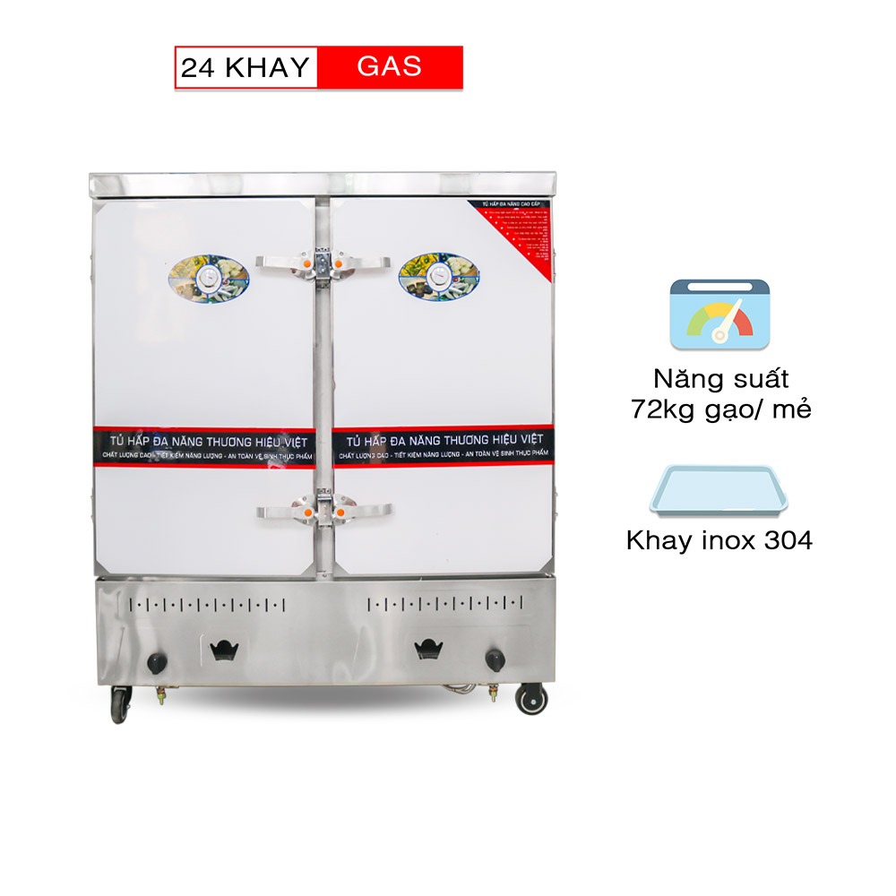 Tủ hấp cơm 24 khay gas Việt Nam 9 Tủ hấp cơm 24 khay gas Việt Nam