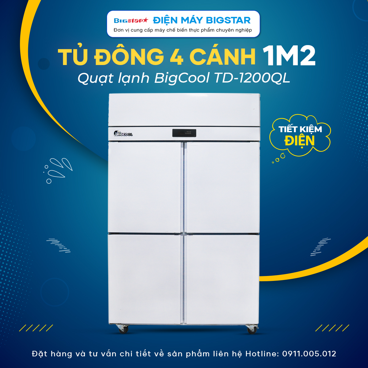 tu dong 4 canh 1m2 quat lanh TD 1200QL banner