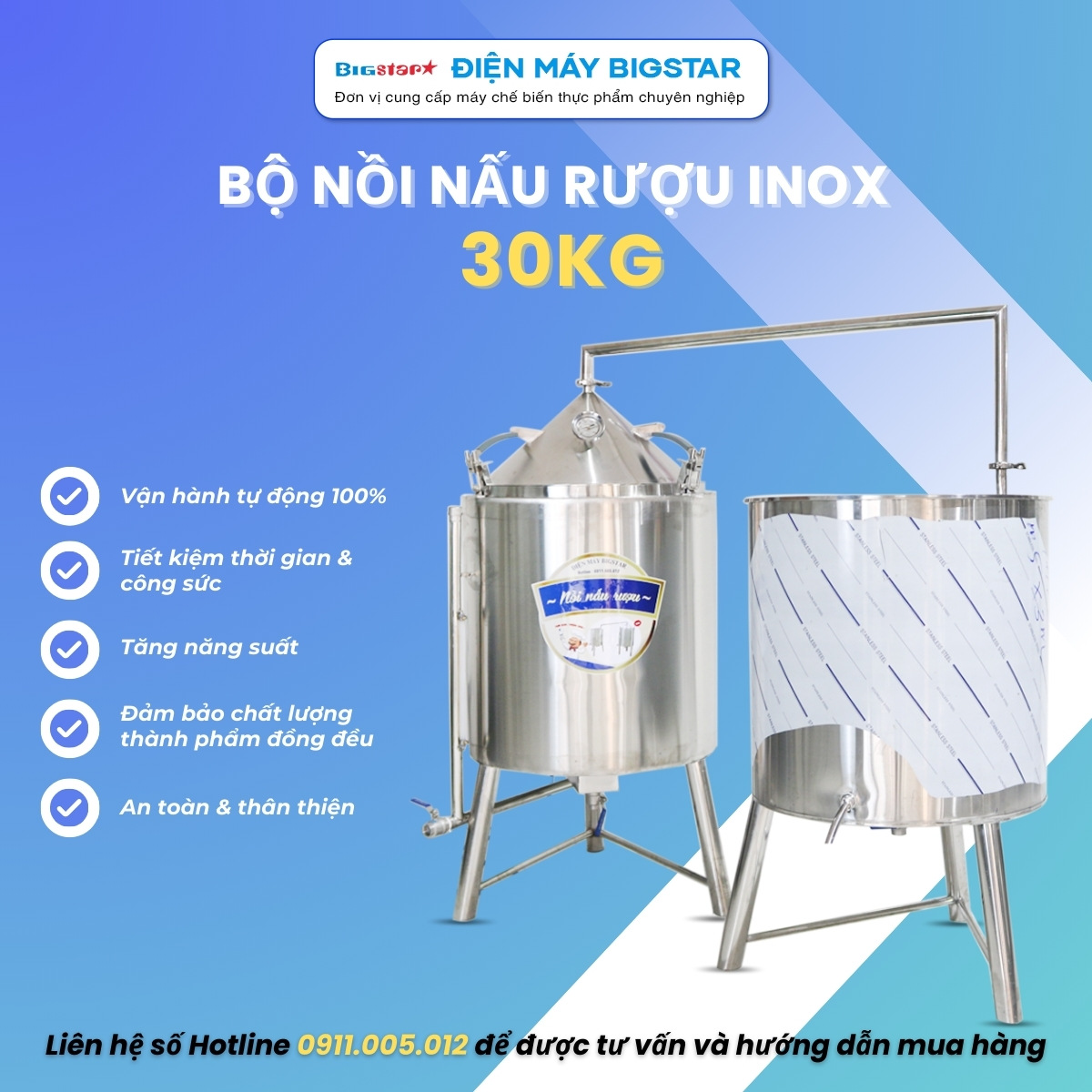 bo noi nau ruou inox 30kg