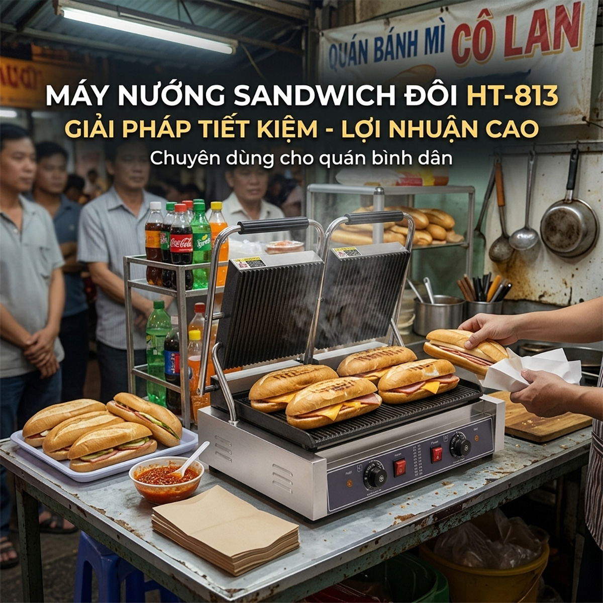 may nuong banh mi sandwich doi HT 813 6