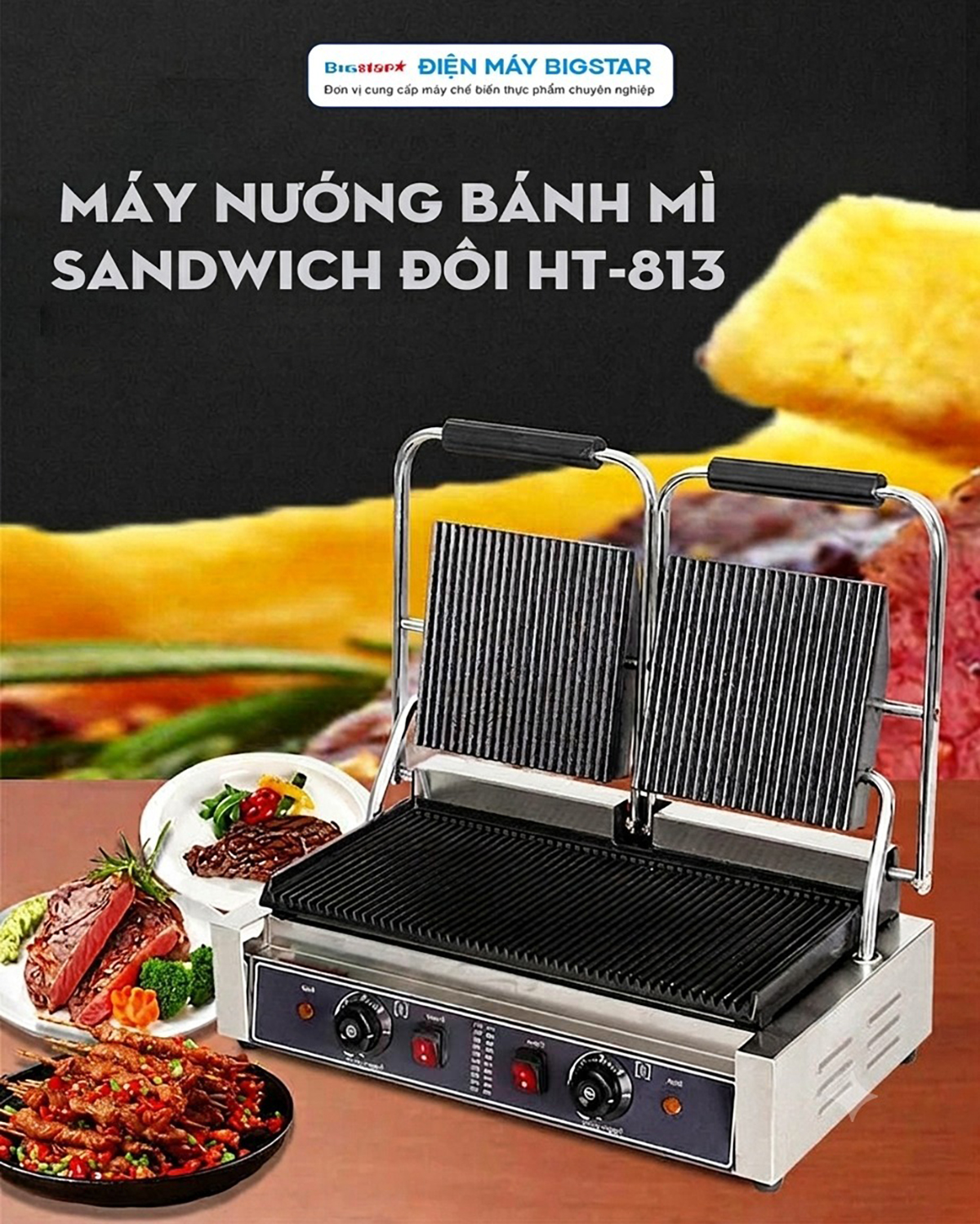 may nuong banh mi sandwich doi HT 813 7