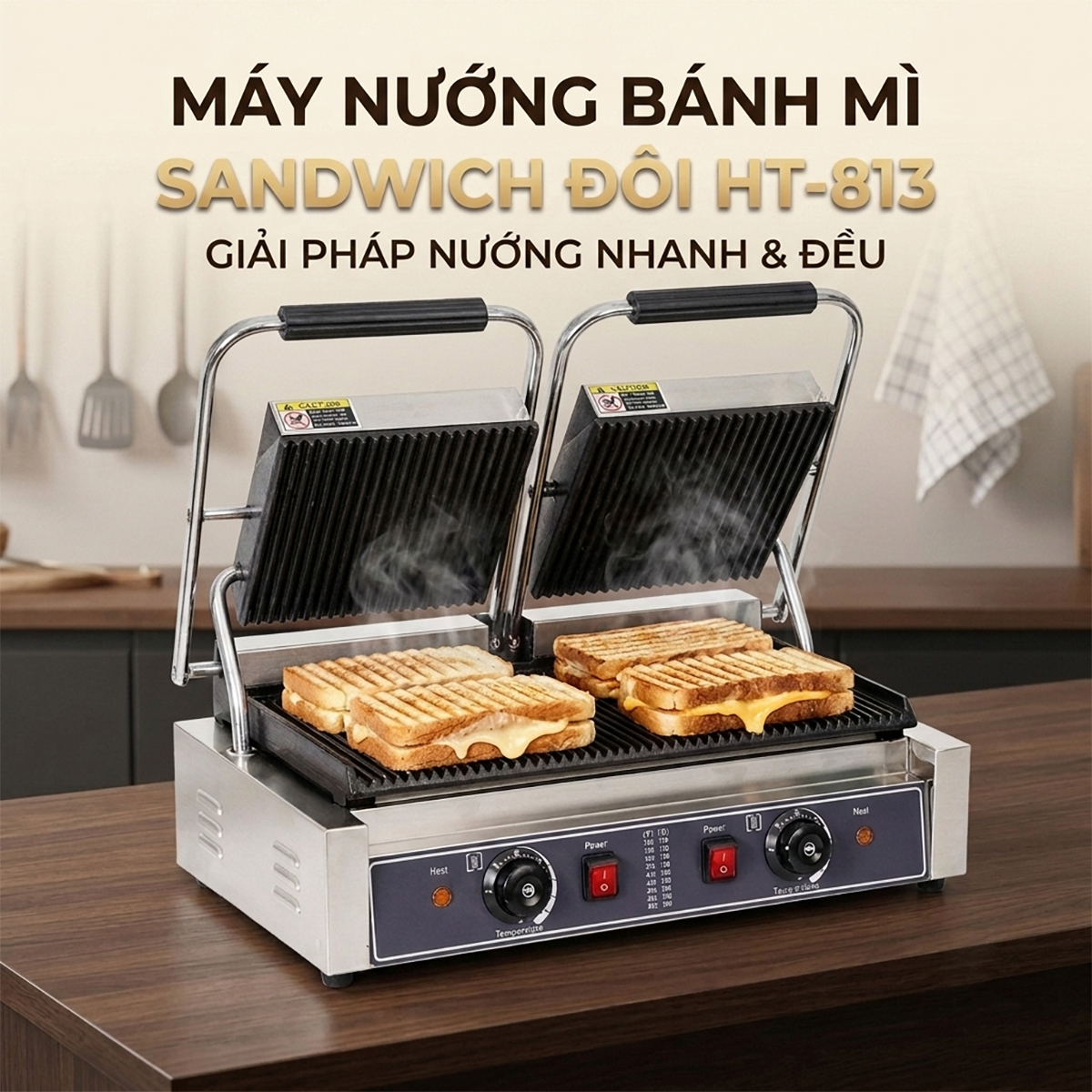 may nuong banh mi sandwich doi HT 813 8