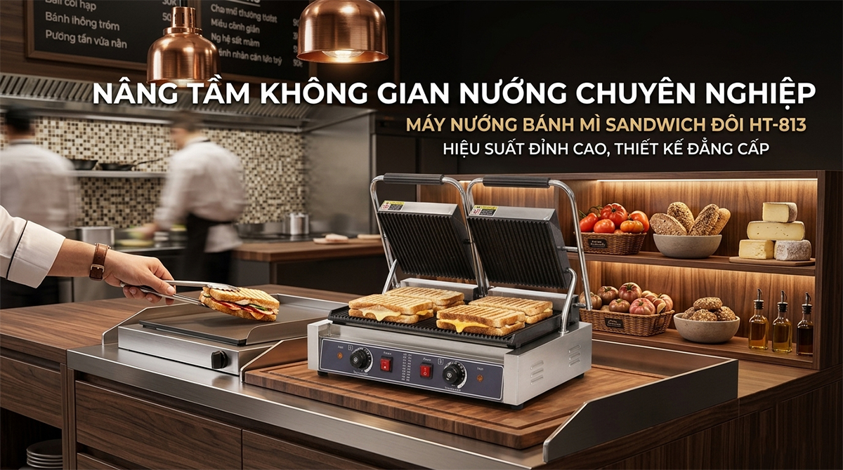 may nuong banh mi sandwich doi HT 813 9