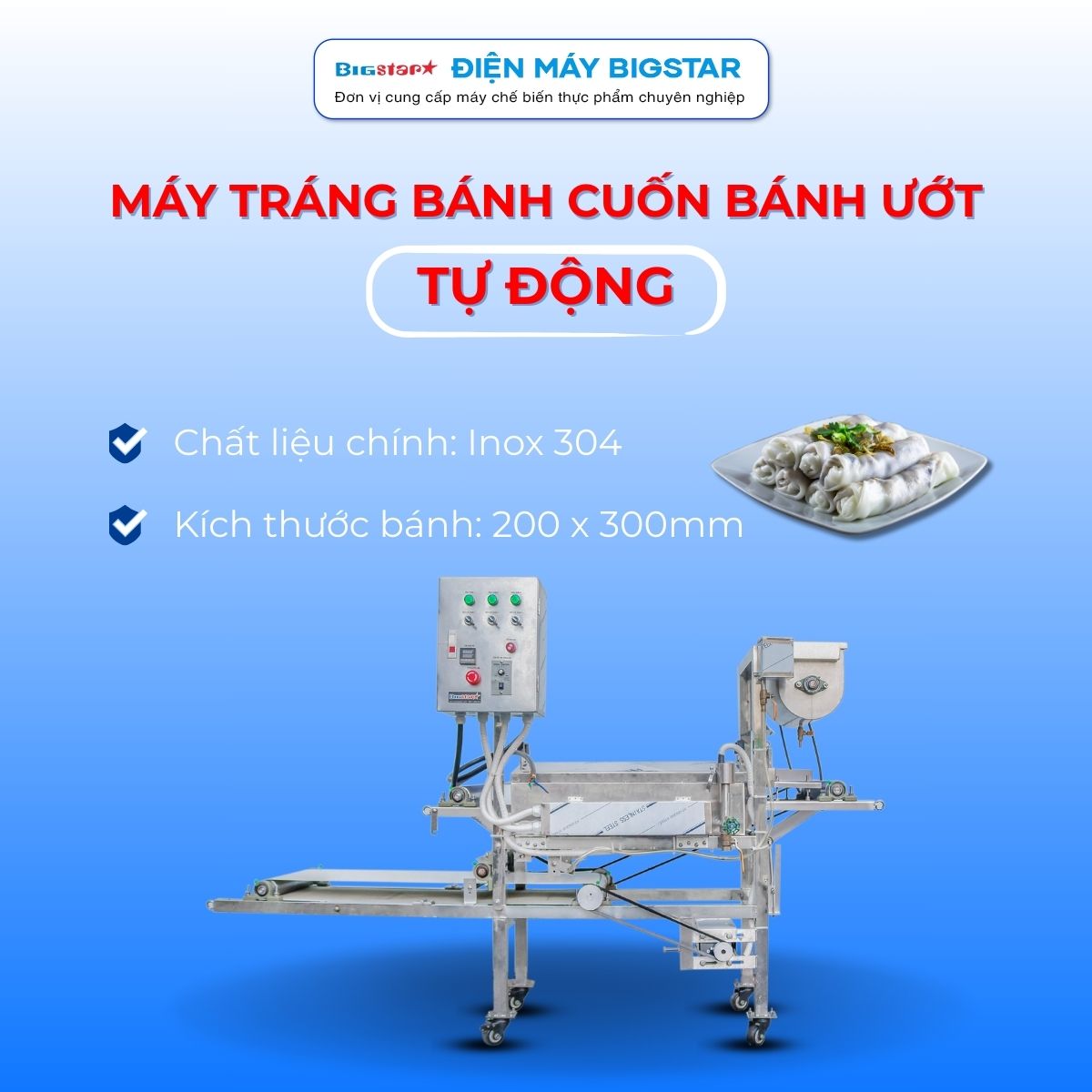 Máy tráng bánh cuốn bánh ướt tự động