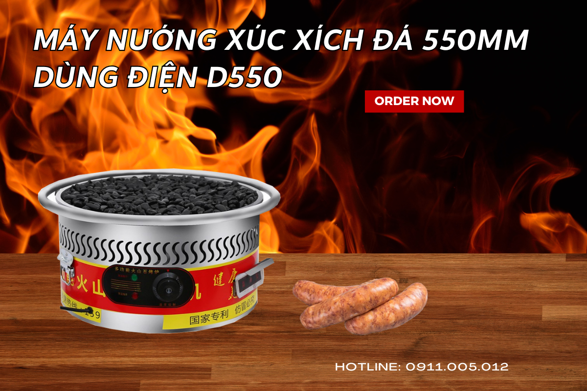 Máy nướng xúc xích đá 550mm dùng điện D550 