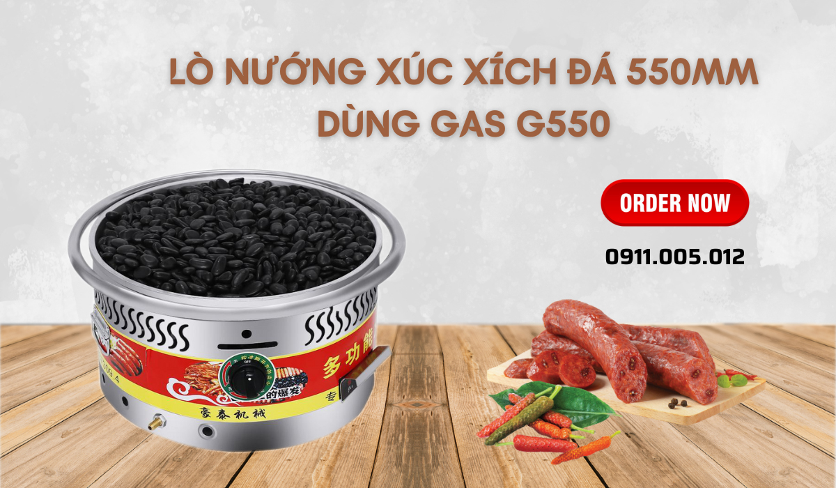 Lò nướng xúc xích đá 550mm dùng gas G550 8 lo nuong xuc xich da 550mm dung gas g550 6
