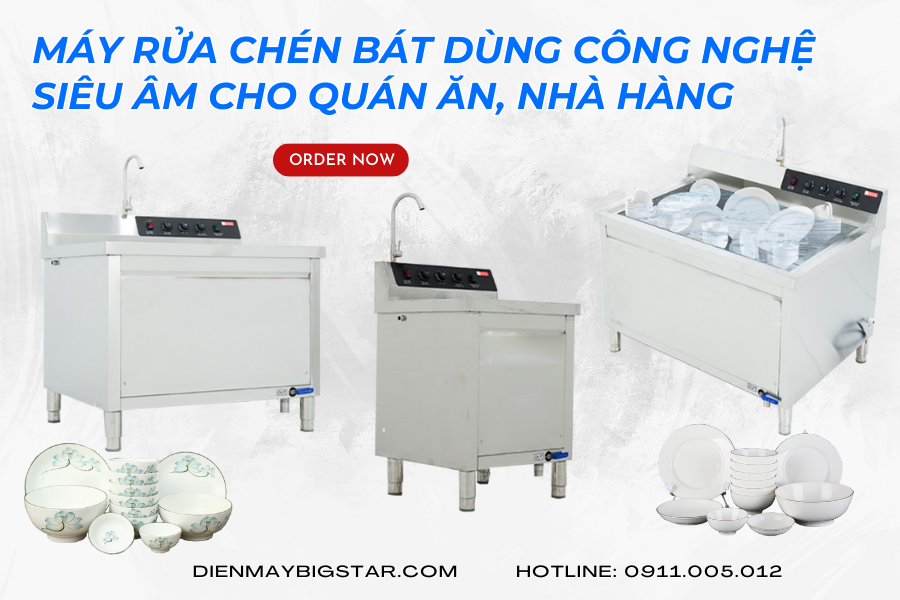 may rua chen bat dung cong nghe sieu am cho quan an nha hang