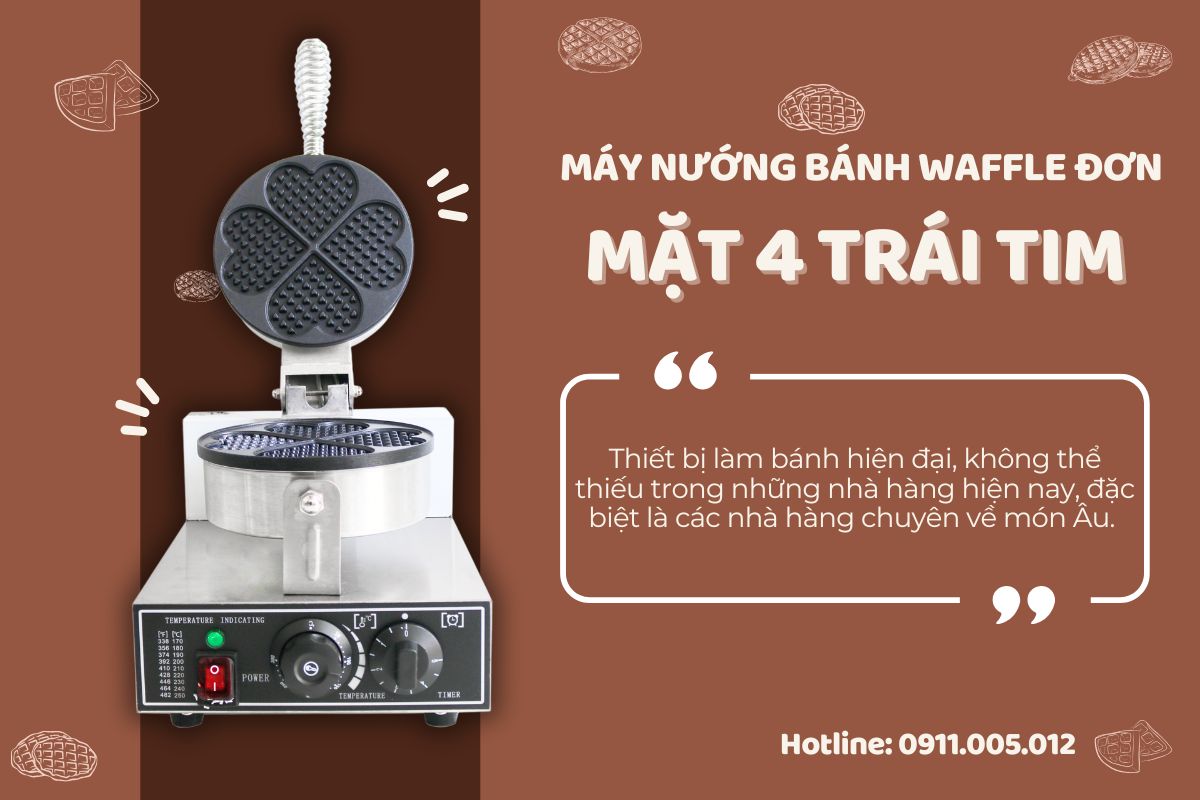 may nuong banh waffle don mat 4 trai tim