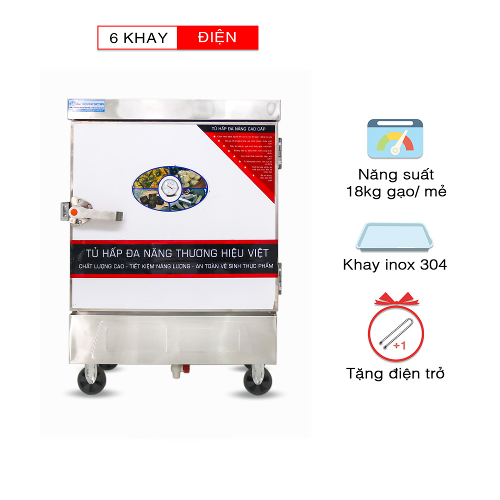 Tủ hấp cơm bằng điện 6 khay - Thông số kỹ thuật