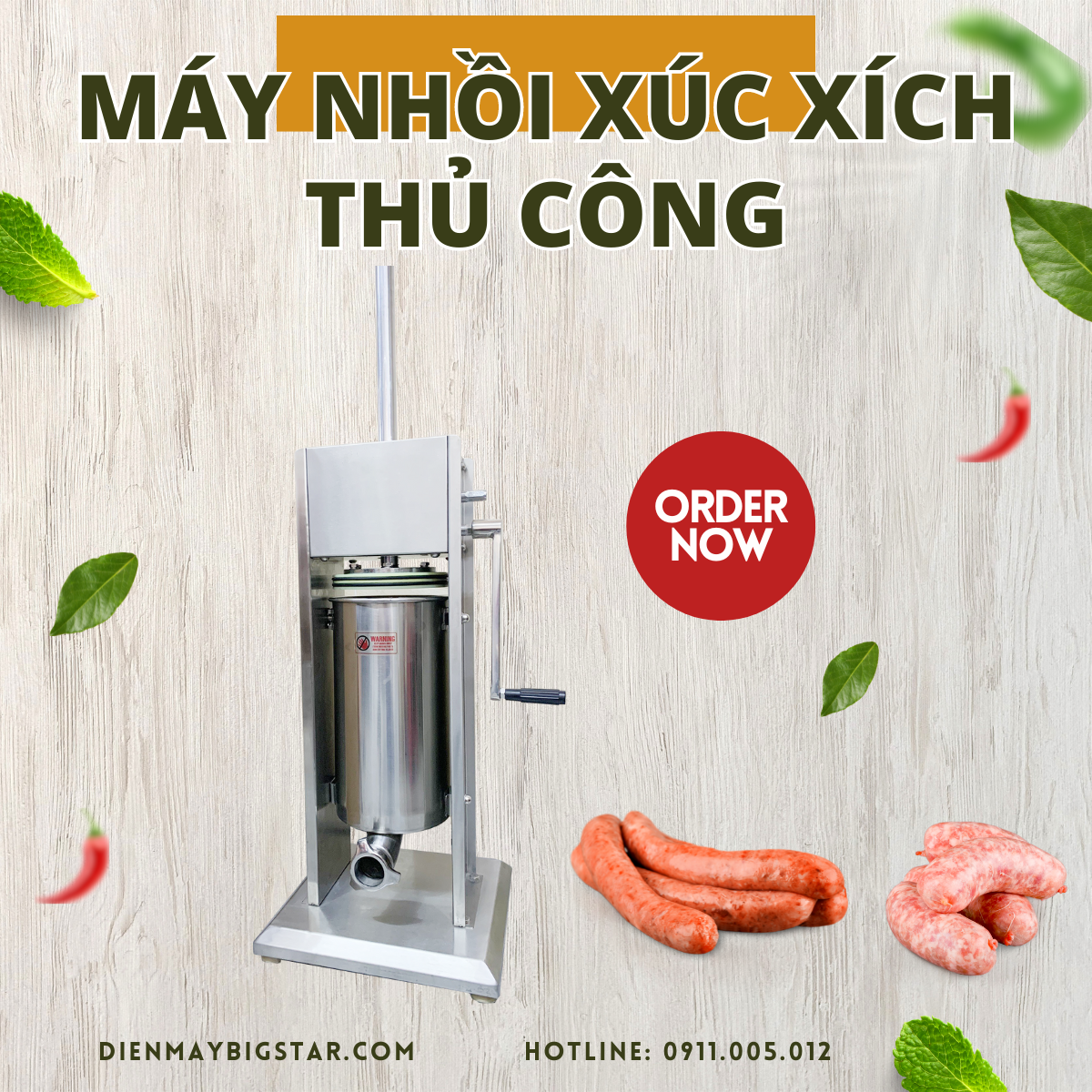 Máy nhồi xúc xích thủ công 12L 13 may nhoi xuc xich thu cong 1