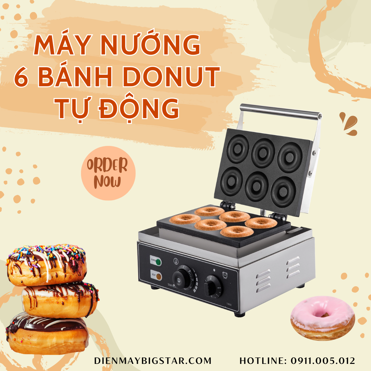Máy nướng 6 bánh Donut tự động 15 Máy nướng 6 bánh Donut tự động