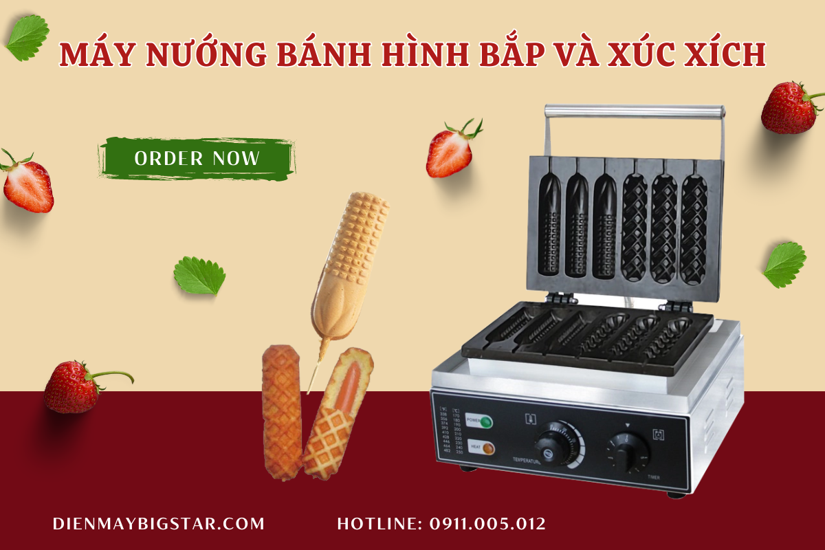 Máy nướng bánh hình bắp và xúc xích
